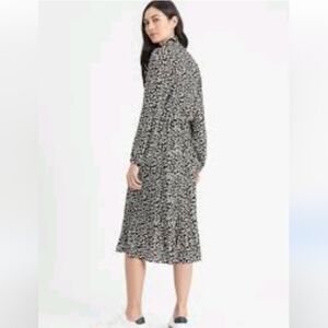 NWT Banana Republic factory Petite Tie-Neck Pleated Midi Shirt Dress sz M petite